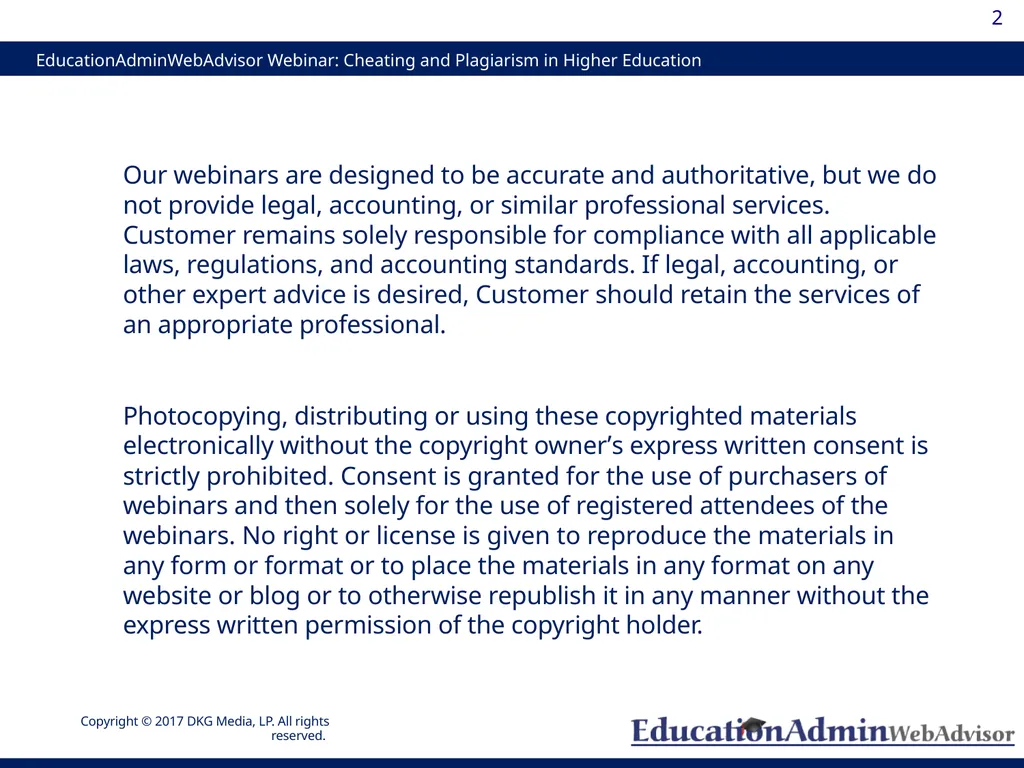 Cheating and Plagiarism in Higher Education: - slide 2 of 60