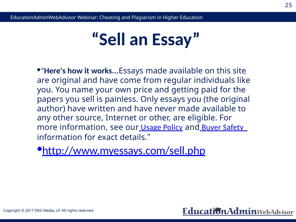 Cheating and Plagiarism in Higher Education: - slide 25 of 60