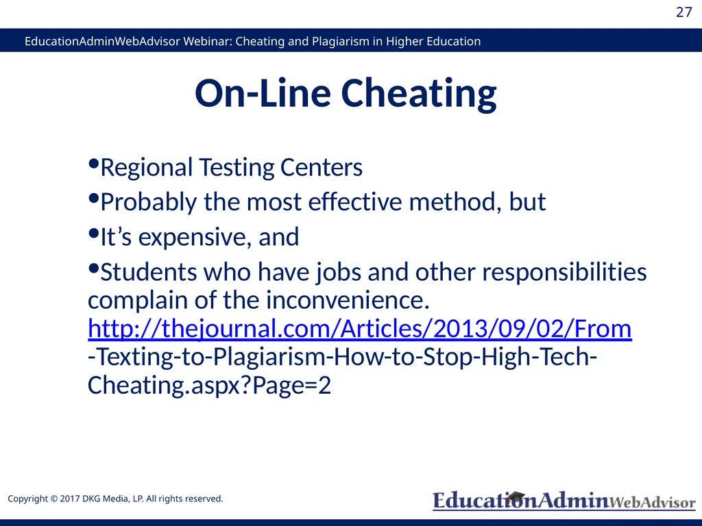 Cheating and Plagiarism in Higher Education: - slide 27 of 60