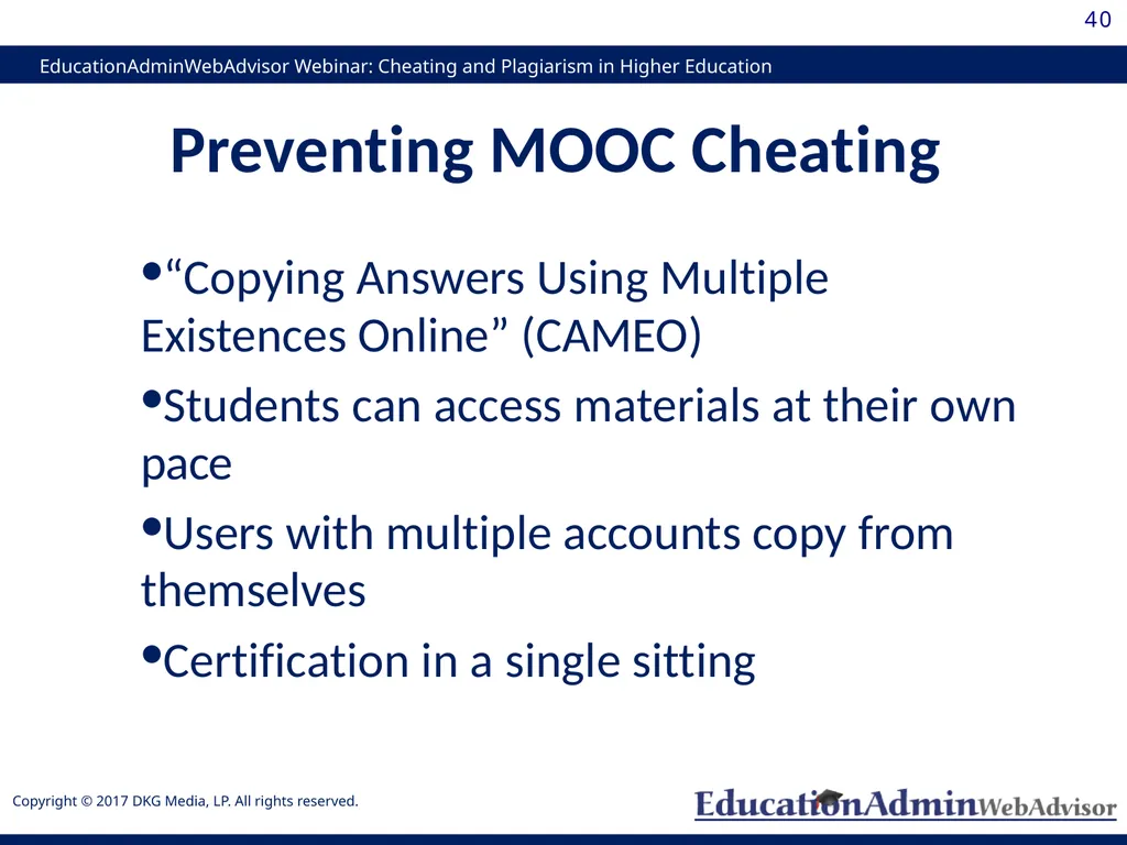Cheating and Plagiarism in Higher Education: - slide 40 of 60