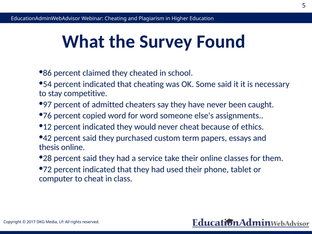 Cheating and Plagiarism in Higher Education: - slide 5 of 60