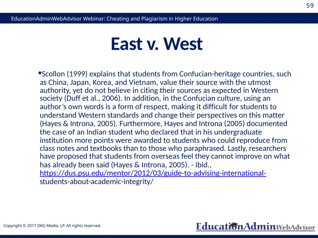 Cheating and Plagiarism in Higher Education: - slide 59 of 60