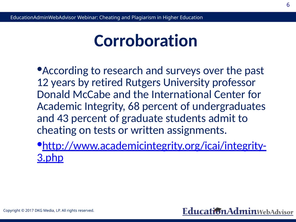 Cheating and Plagiarism in Higher Education: - slide 6 of 60