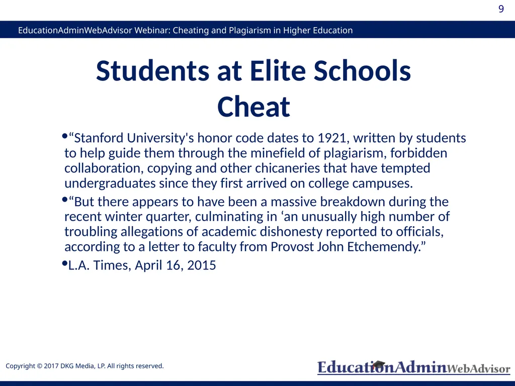 Cheating and Plagiarism in Higher Education: - slide 9 of 60