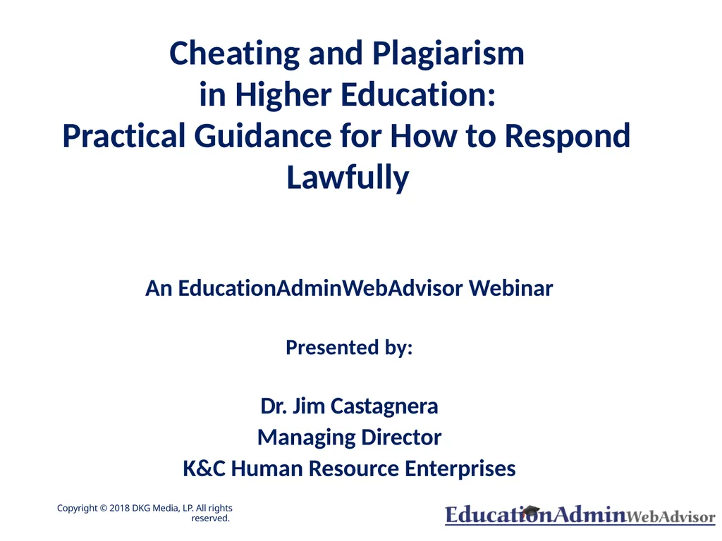Cheating and Plagiarism in Higher Education: - slide 1 of 60