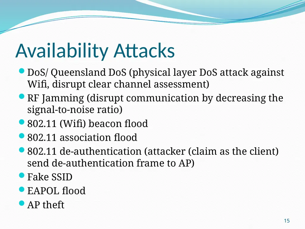 LM 4. Wireless Network Threats & Vulnerabilities - slide 15 of 20
