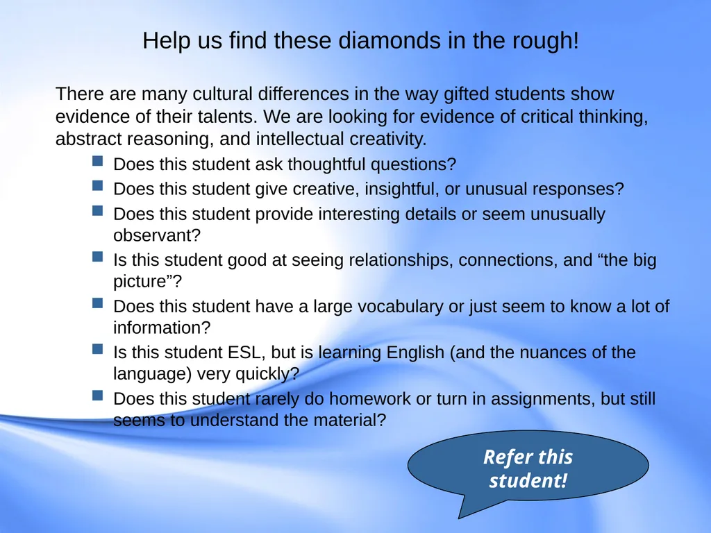 Counseling Gifted Students Component 9 of the - slide 39 of 43