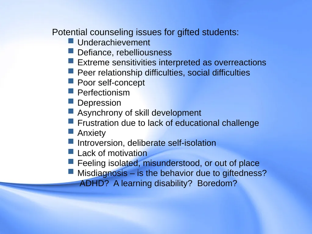 Counseling Gifted Students Component 9 of the - slide 8 of 43