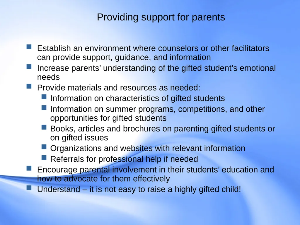 Counseling Gifted Students Component 9 of the - slide 29 of 43
