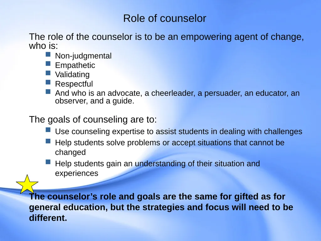 Counseling Gifted Students Component 9 of the - slide 4 of 43