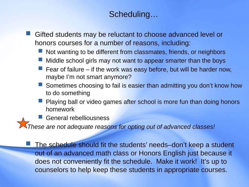Counseling Gifted Students Component 9 of the - slide 33 of 43