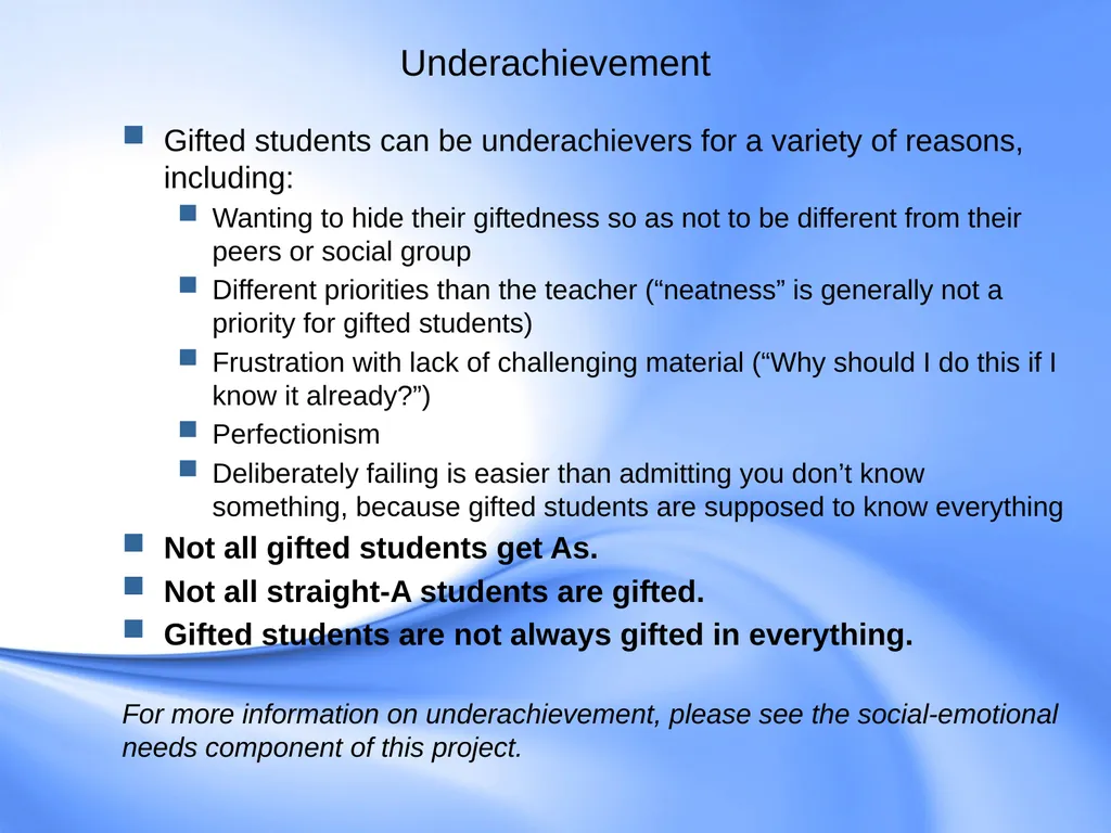 Counseling Gifted Students Component 9 of the - slide 13 of 43