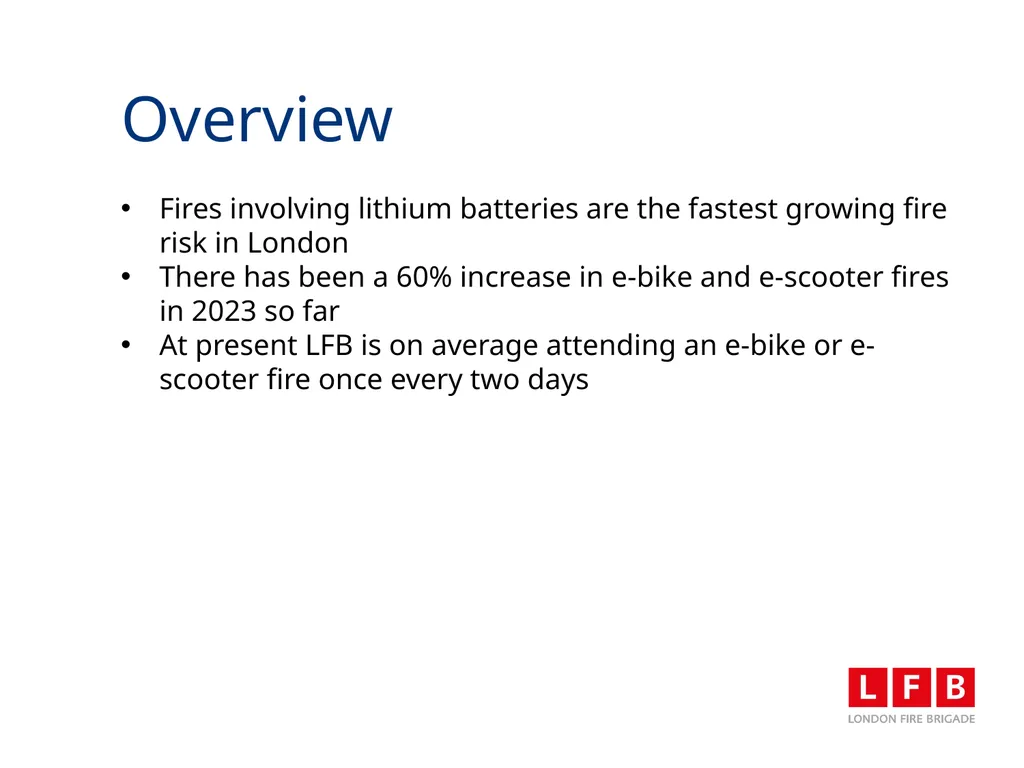 LFB Charge Safe Campaign 5th July 2023 Aim To - slide 3 of 13