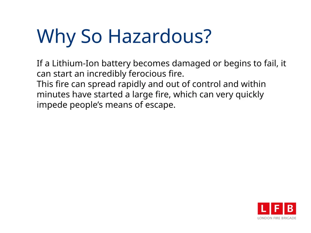 LFB Charge Safe Campaign 5th July 2023 Aim To - slide 4 of 13