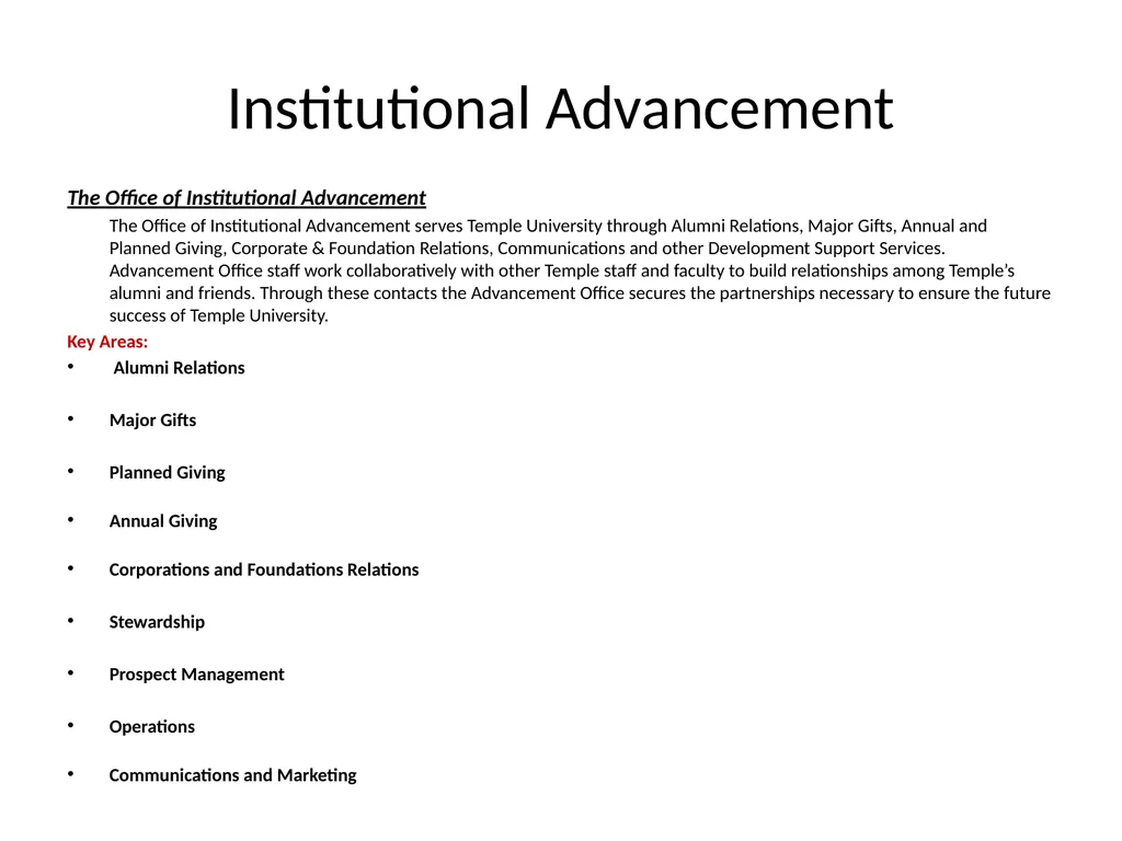Institutional Advancement Temple University May - slide 2 of 21