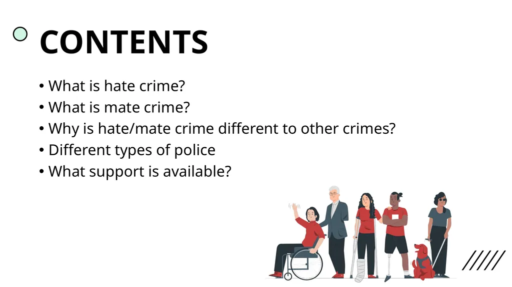 Hate Mate Crime Safer Communities Project Contents - slide 2 of 15