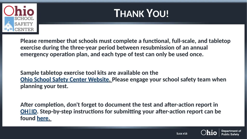 Long Term Power Outage Tabletop Exercise Long Term - slide 16 of 16