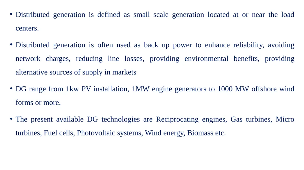 UNIT-IV UNIT - IV: NEED FOR DISTRIBUTED GENERATION - slide 6 of 59