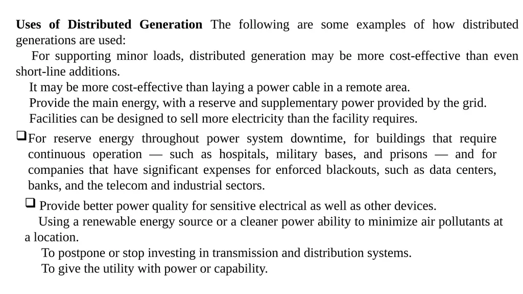 UNIT-IV UNIT - IV: NEED FOR DISTRIBUTED GENERATION - slide 12 of 59