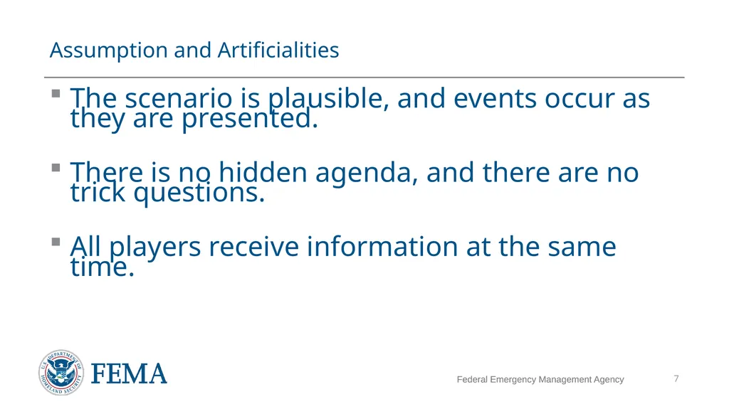 FEMA/EMI Virtual Table Top Exercise (VTTX) - slide 7 of 28