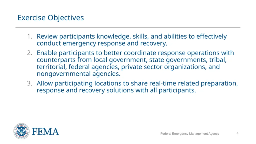 FEMA/EMI Virtual Table Top Exercise (VTTX) - slide 4 of 28