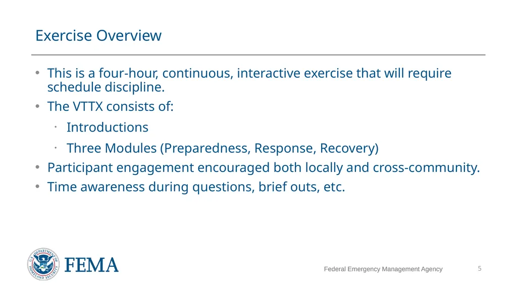 FEMA/EMI Virtual Table Top Exercise (VTTX) - slide 5 of 28