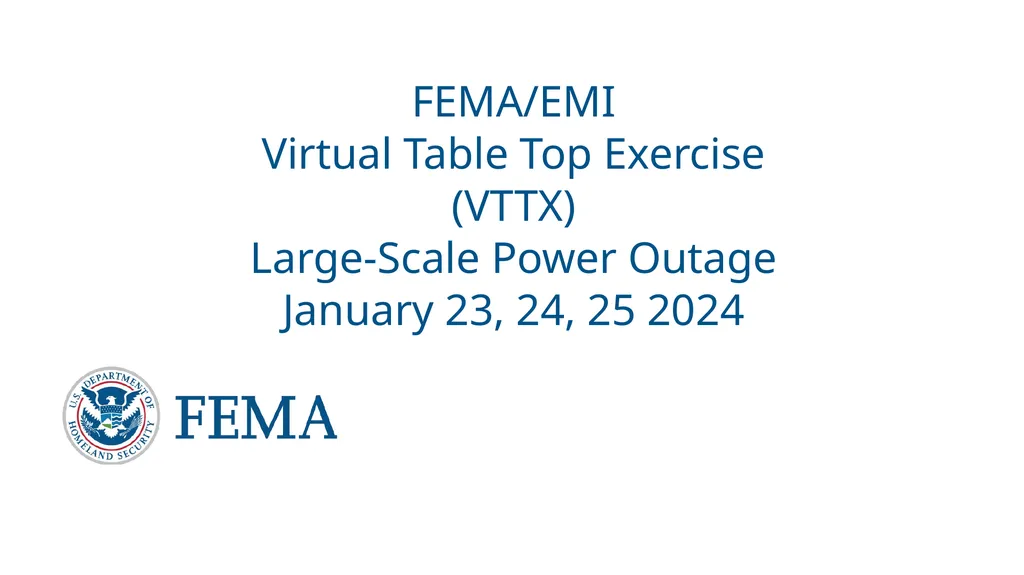 FEMA/EMI Virtual Table Top Exercise (VTTX) - slide 1 of 28