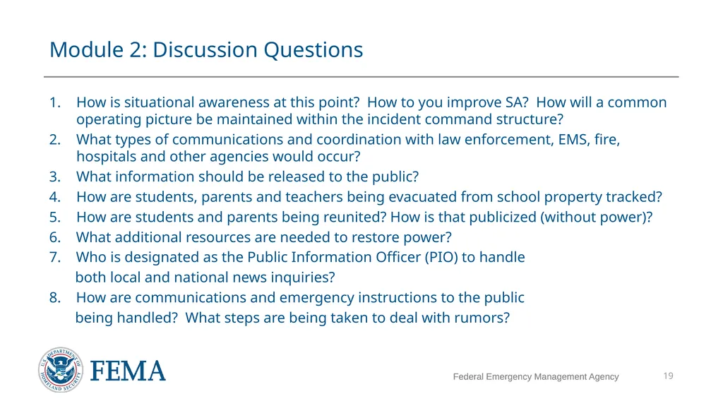 FEMA/EMI Virtual Table Top Exercise (VTTX) - slide 19 of 28