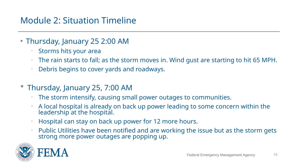 FEMA/EMI Virtual Table Top Exercise (VTTX) - slide 16 of 28