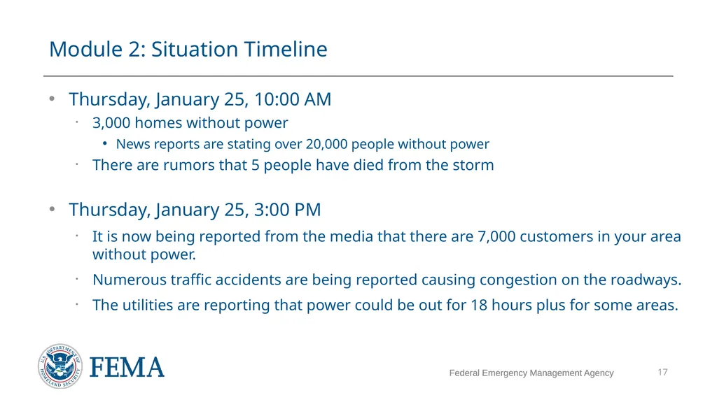 FEMA/EMI Virtual Table Top Exercise (VTTX) - slide 17 of 28