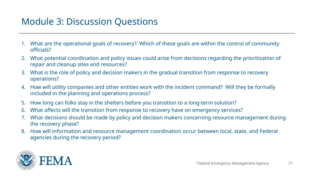 FEMA/EMI Virtual Table Top Exercise (VTTX) - slide 24 of 28