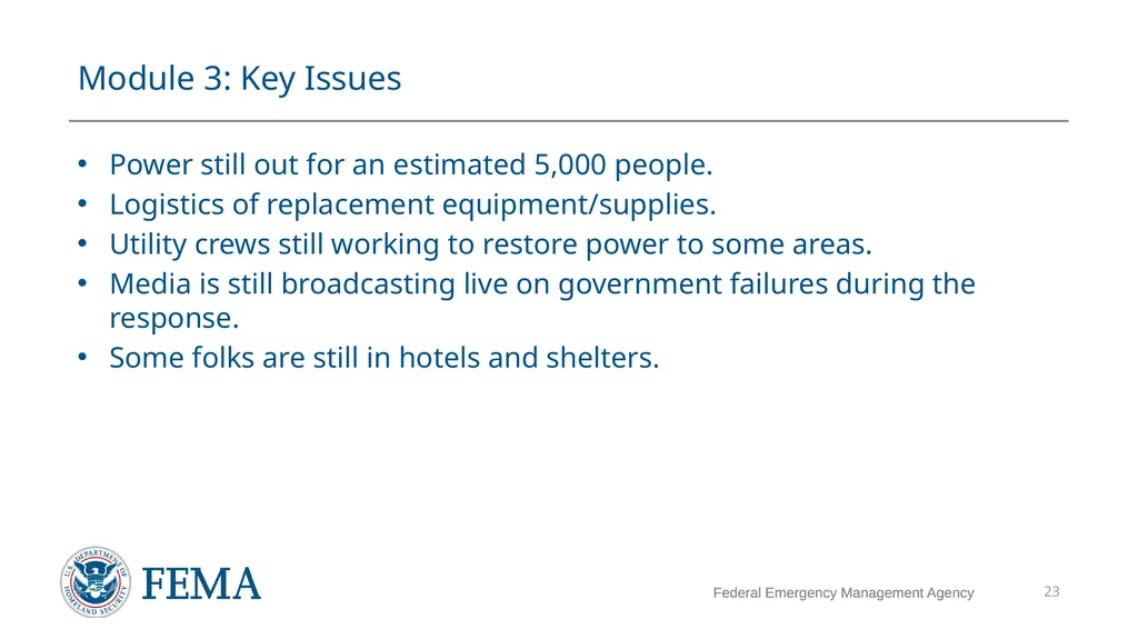 FEMA/EMI Virtual Table Top Exercise (VTTX) - slide 23 of 28