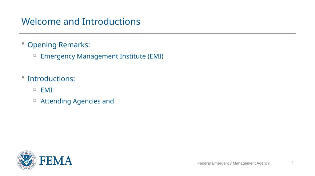 FEMA/EMI Virtual Table Top Exercise (VTTX) - slide 2 of 28