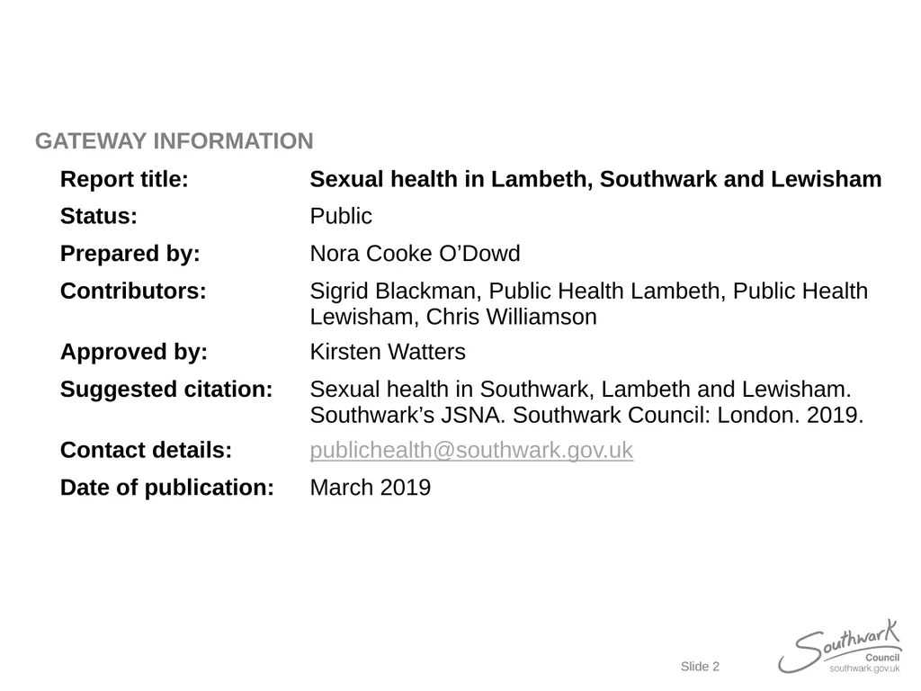 Lambeth, Southwark and Lewisham Sexual Health - slide 2 of 56