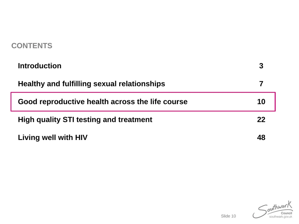 Lambeth, Southwark and Lewisham Sexual Health - slide 10 of 56