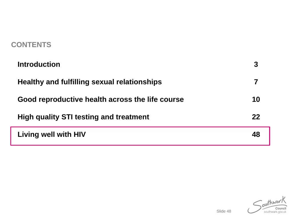 Lambeth, Southwark and Lewisham Sexual Health - slide 48 of 56