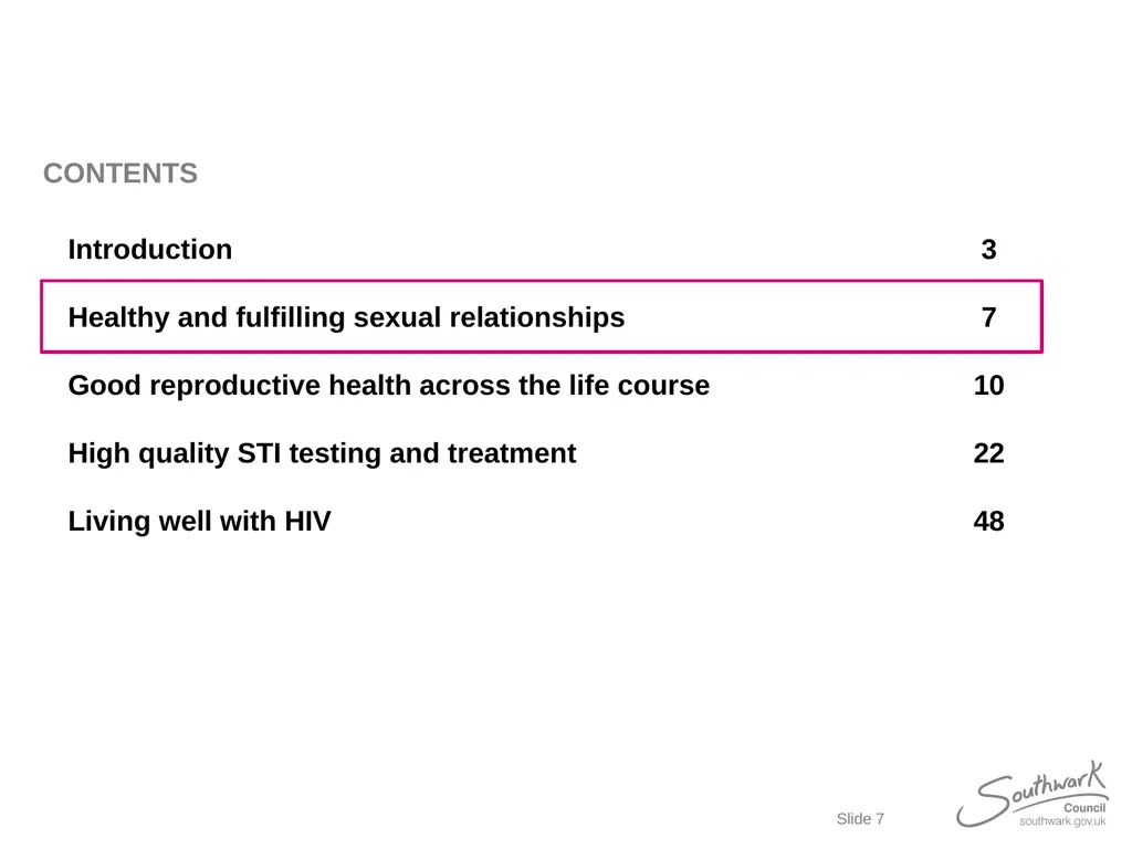Lambeth, Southwark and Lewisham Sexual Health - slide 7 of 56