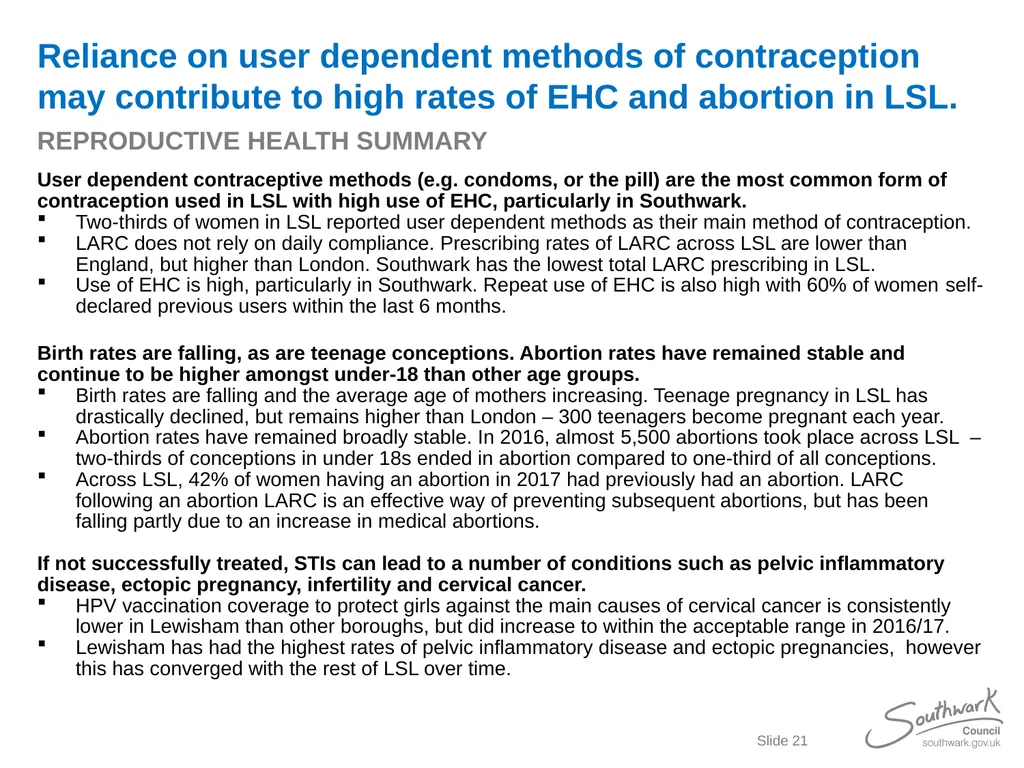 Lambeth, Southwark and Lewisham Sexual Health - slide 21 of 56