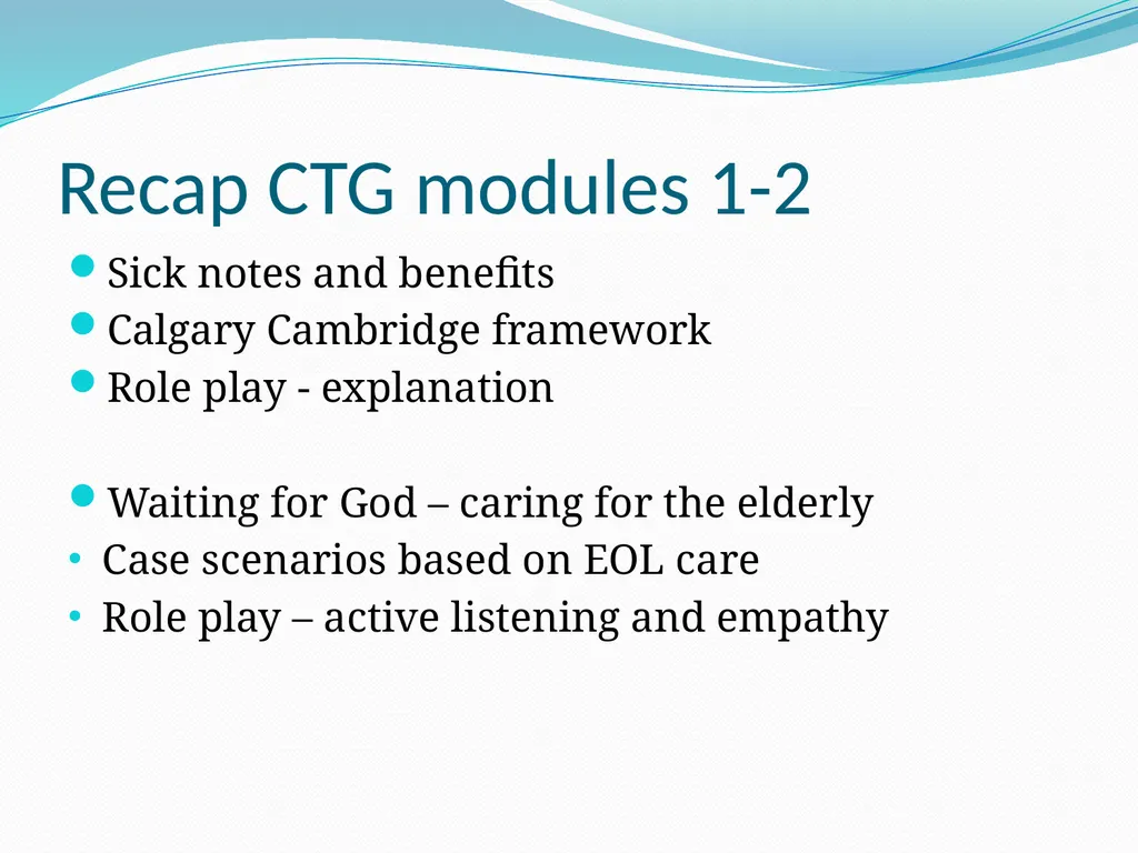 CLOSING THE GAP Module 3a 2018 Recap CTG modules - slide 2 of 58