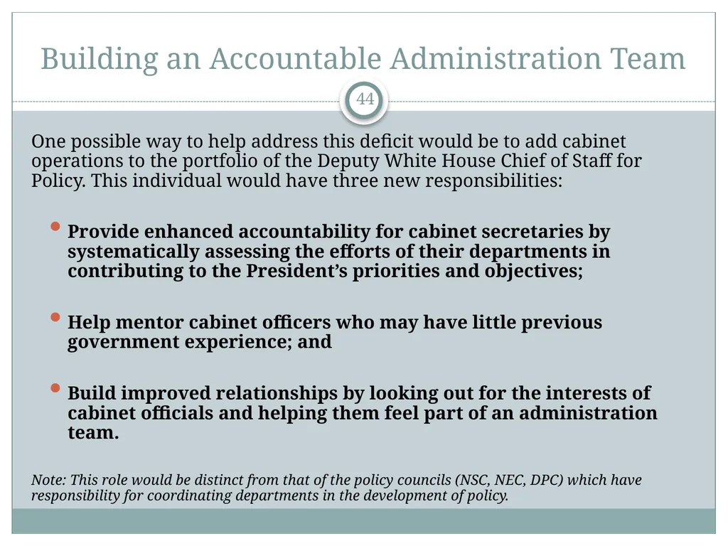 The White House Staff: General Observations The - slide 44 of 45