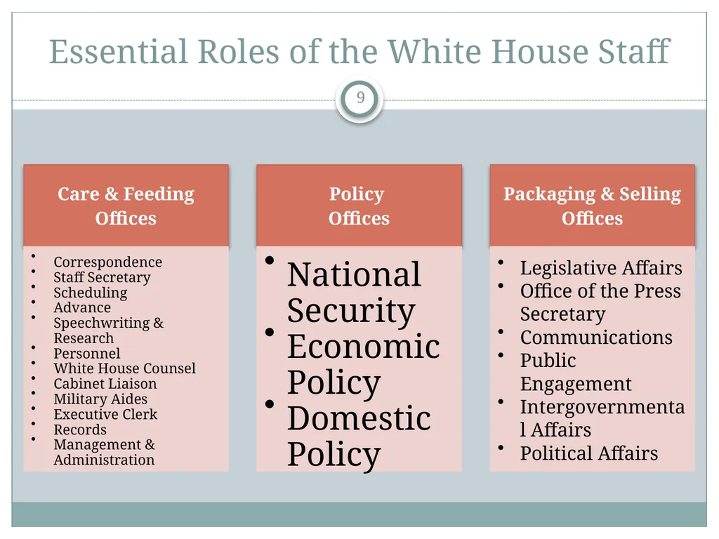 The White House Staff: General Observations The - slide 9 of 45