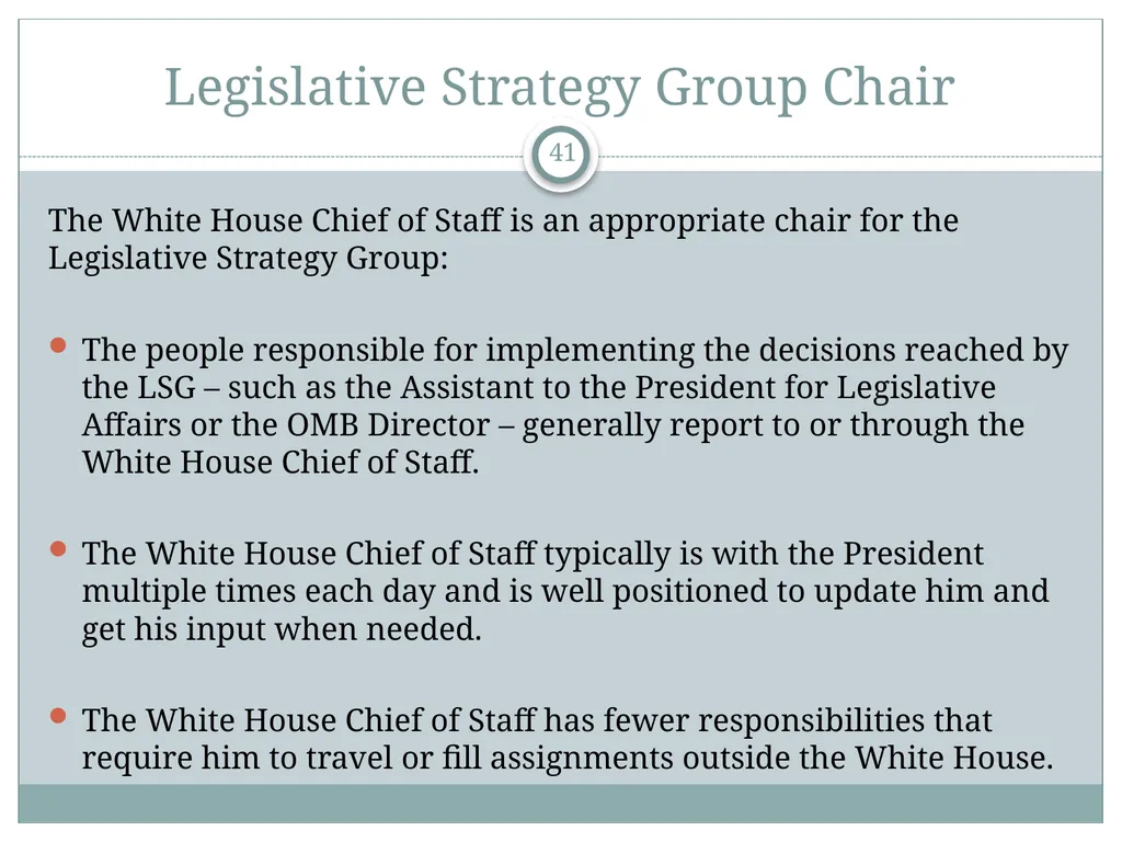 The White House Staff: General Observations The - slide 41 of 45