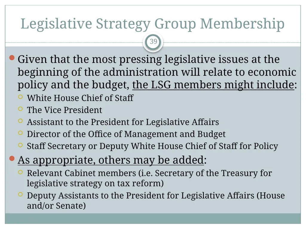 The White House Staff: General Observations The - slide 39 of 45