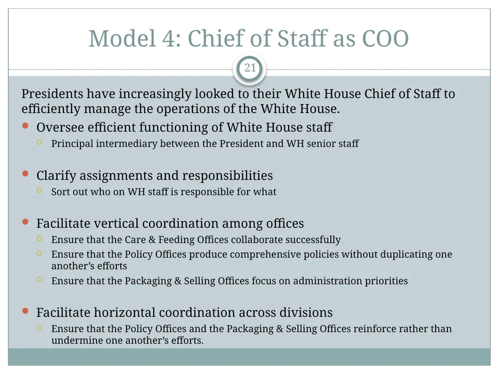 The White House Staff: General Observations The - slide 21 of 45