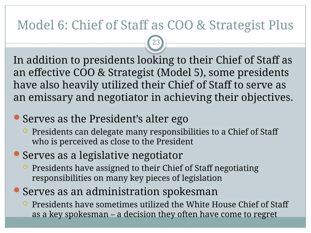 The White House Staff: General Observations The - slide 23 of 45