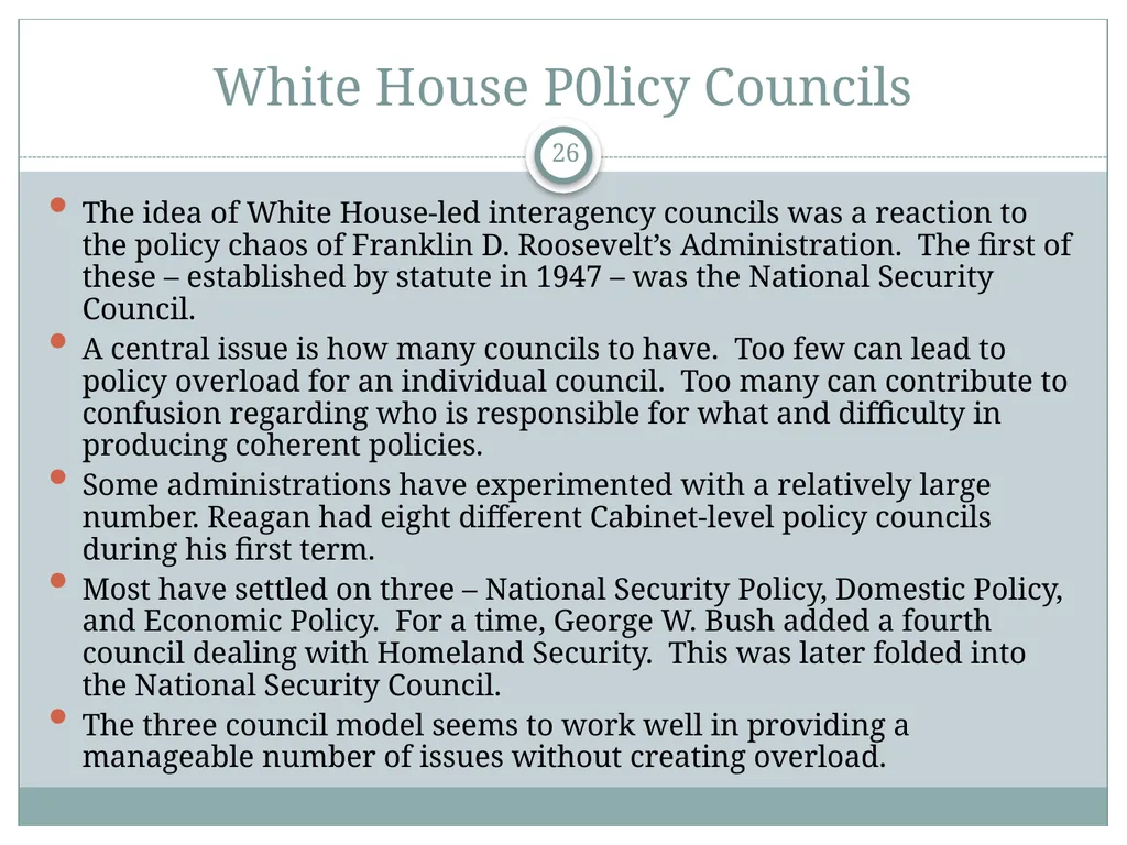 The White House Staff: General Observations The - slide 26 of 45