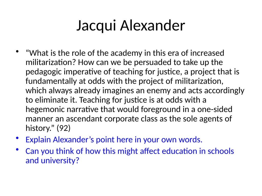 Week 10: Jacqui Alexander, “Whose New World Order? - slide 7 of 19