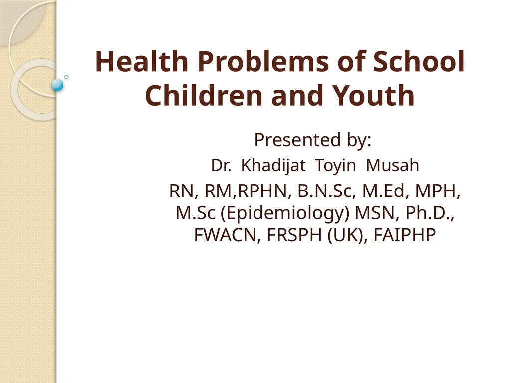 Health Problems of School Children and Youth - slide 1 of 90