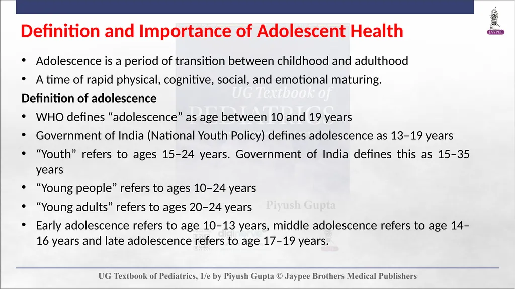 Adolescent Health Chapter 5 Definition and - slide 3 of 60