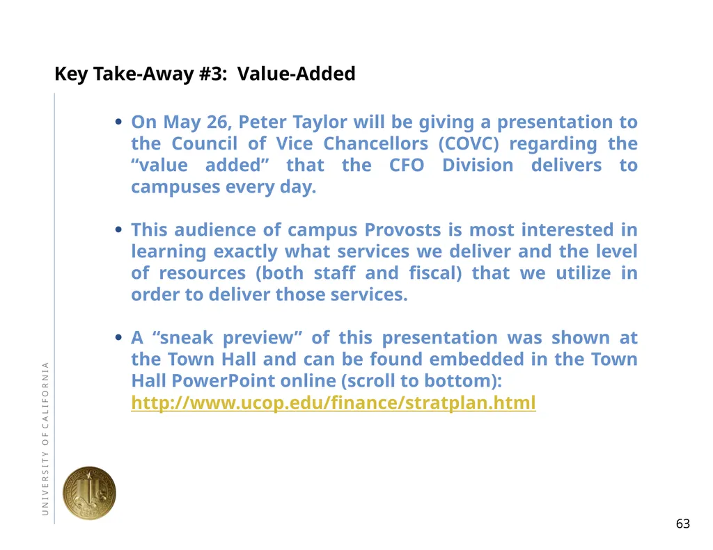 Town Hall May 13, 2011 Agenda Part ii: Introducing - slide 63 of 65